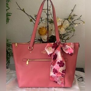 Coach Gallery Leather Tote with Floral Scarf